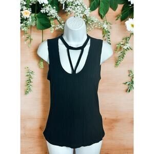LNA Black Ribbed Tank Top Sz Small Strappy V-Neck Strapless Blouse Baddie